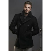 Black Wool Coat Mens Double Breasted Peacoat Black Double Breasted Coat Mens Wool Peacoat Mens Double Breasted Wool Coat Mens Wool Overcoat size XL