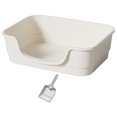 thumbnail image 1 of jinwen Open Litter Boxes Kitten Toilet Enclosure Design High Sided Portable Cats Litter white, 1 of 9