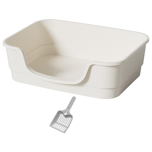 jinwen Open Litter Boxes Kitten Toilet Enclosure Design High Sided Portable Cats Litter white