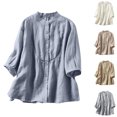 thumbnail image 1 of QIPOPIQ Hauts Chemises en Lin pour Femmes Été Décontracté Tunique Jacquard Blouse Liquidation, 1 of 3