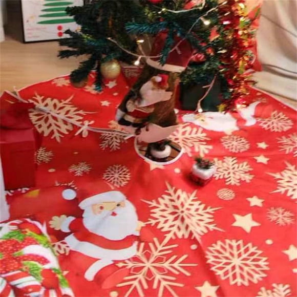Jupe de Sapin de Noël Flocon de Neige Père Noël, Décoration de Fond d'Arbre Exquise, Décoration Festive de Vacances, pour Noël à la Maison, Jupe d'Arbre Élégante, Motif Flocon de Neige, style Traditionnel de Noël, Hzhnb