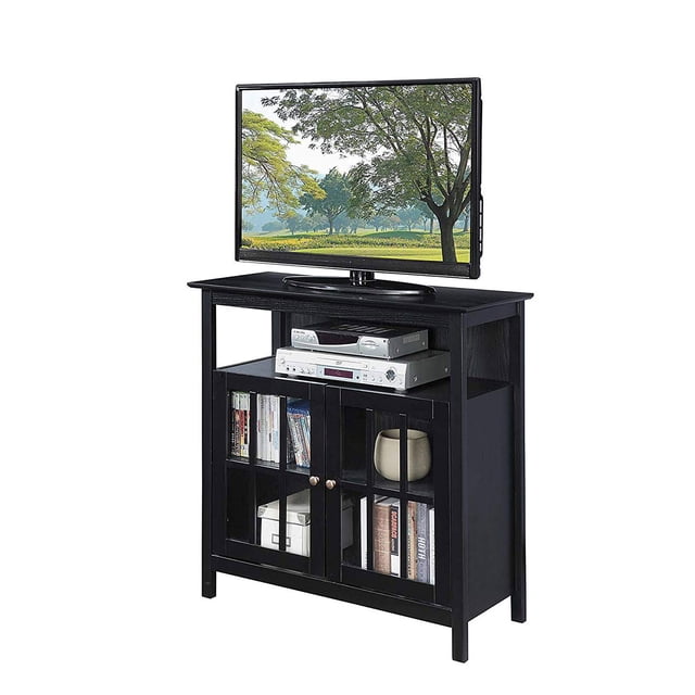 Convenience Concepts R3-0202 Big Sur Modern Solid Wooden Highboy TV Stand, Black