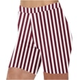 thumbnail image 1 of Plebaso Shorts pour Femmes 2025 Imprimé Rayé Shorts de Plage Taille Haute Mode Leggings Courts, 1 of 5