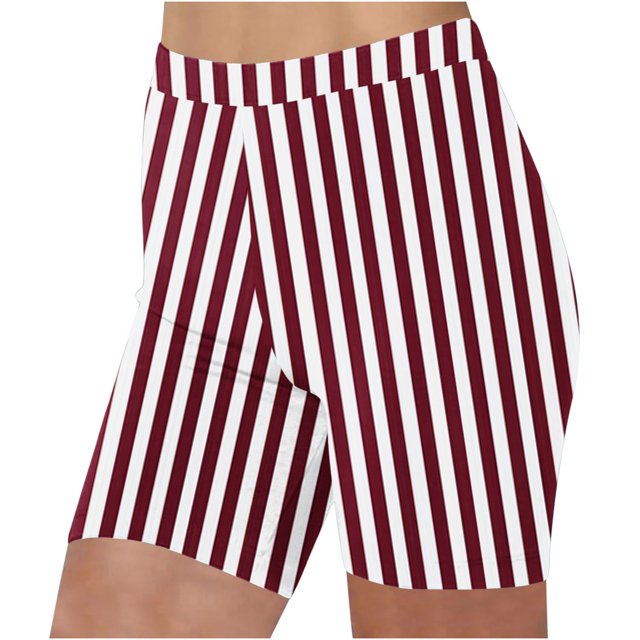 Plebaso Shorts pour Femmes 2025 Imprimé Rayé Shorts de Plage Taille Haute Mode Leggings Courts