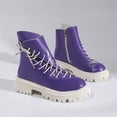 thumbnail image 3 of Birdeem Women's Plus Size Short Tube Boots, Shiny Soft Leather, Thick Sole, Motorcycle Style, 3 of 6