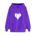 thumbnail image 1 of XZNGL Womens Comfortable Sweater Heart Pattern Printed Womens Hooded Pocket Drawstring Sweater, 1 of 4