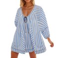 thumbnail image 1 of LOVZFMLL Combishort d'Été Respirant Confortable à Rayures pour Femmes Bleu Clair TTG, 1 of 3