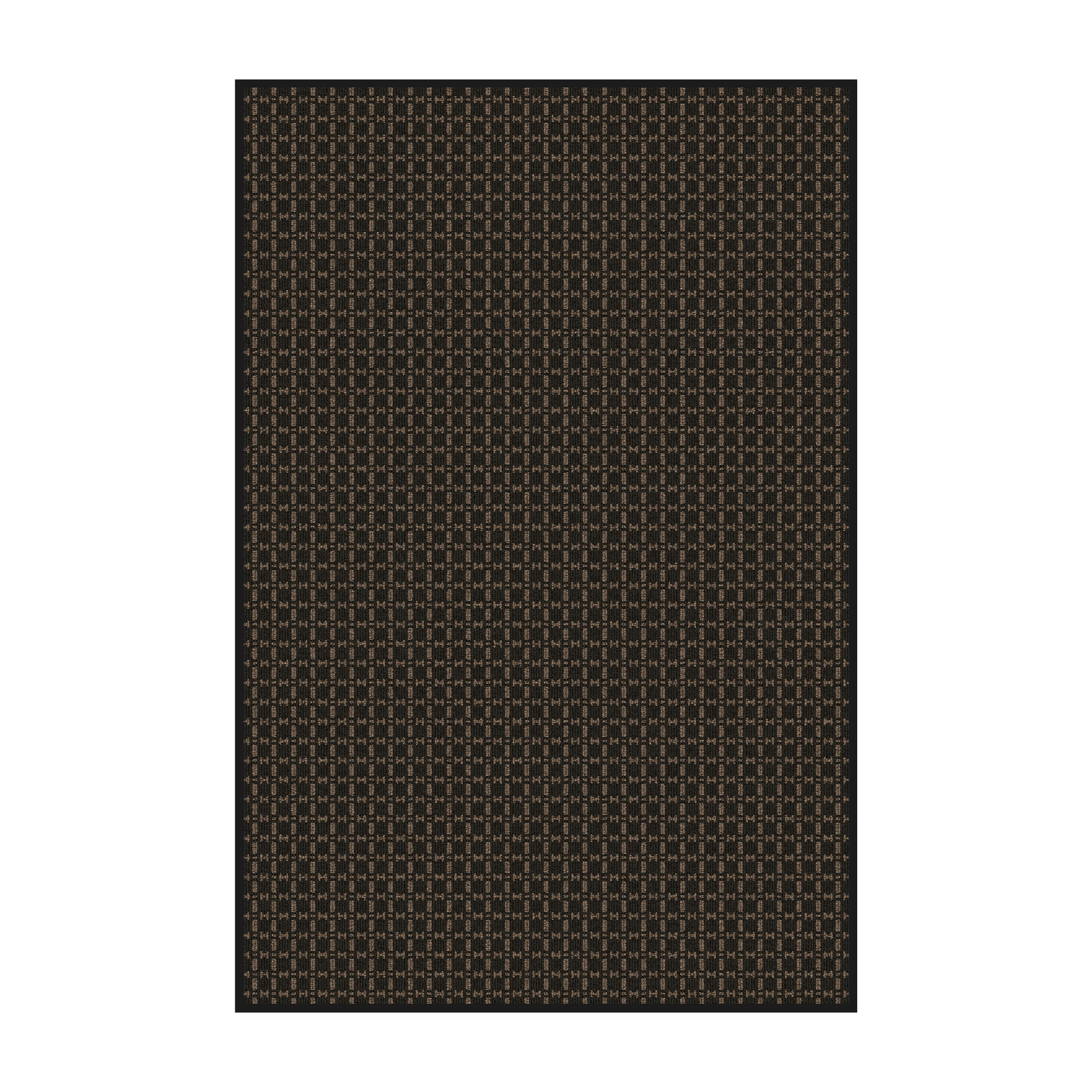 Roomio Modern Indoor/Outdoor Utility Rug with Black and Brown Geometric Design, 4' x 6', Vinyl Backing, Easy Care
