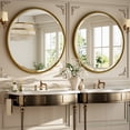 thumbnail image 4 of BEAUTYPEAK 28" Large Round Bathroom Mirror Decorative Vintage Mirror, Gold, 4 of 11