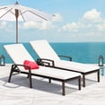thumbnail image 1 of Costway Lot de 2 Chaises Longues Inclinables en Rotin pour Patio, Dossier Réglable, Coussinées, Jardin, 1 of 10
