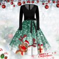 thumbnail image 1 of WILLBEST Asiago Robe pour Femme à Col Rond à Manches Longues Imprimée Vintage Robe S Robe de Bal Robe de Fête Noël, 1 of 3