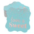 thumbnail image 1 of Inkdotpot Pack Of 50 Love Is Sweet Wedding Paper Tags DIY Craft Bracket Shape Real Rose Gold Foil Hang Tags, 1 of 6