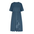 thumbnail image 4 of CHOK Robes de Cocktail pour Femmes 2024 Robe T-Shirt à Manches Courtes pour Femmes Décontractée en Coton et Lin Longues Robes à Col Rond Robes d'Été de Plage avec Poches Vestidos Casuales Para Mujer, 4 of 6