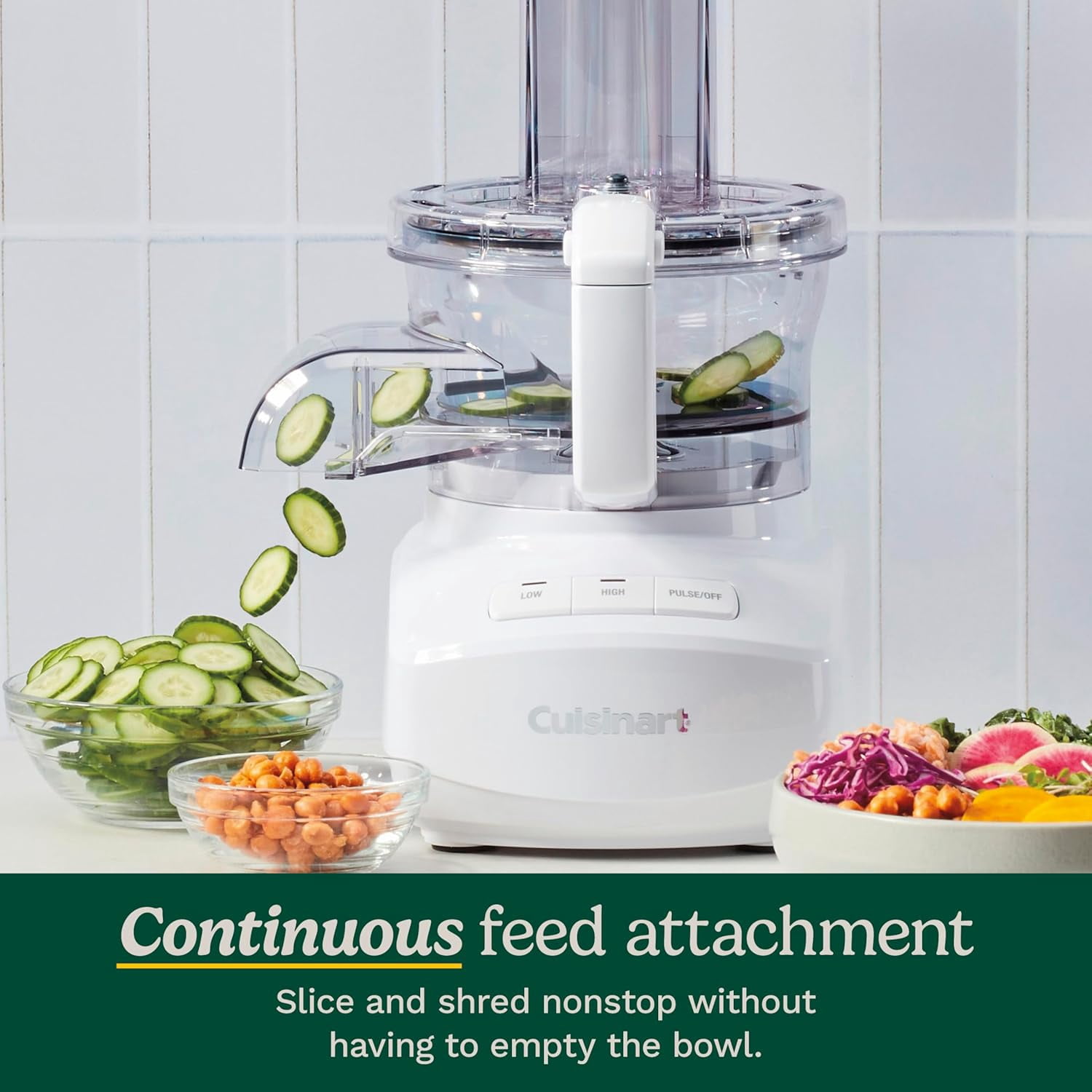 Cuisinart Robot culinaire à alimentation continue de 9 tasses avec disque de broyage et de tranchage réversible fin et moyen