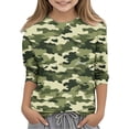 thumbnail image 1 of XZNGL Camouflage Print 3/4 Sleeve Round Neck Top for Kids , Soft Polyester-Spandex Blend , Breathable Fabric , Easy Pullover Design , Versatile Layering Piece , Machine Washable, 1 of 6