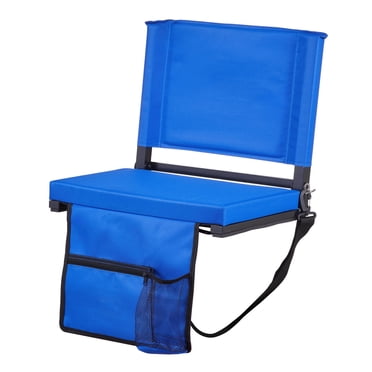 KFFKFF Stadium Seat, Folding Bleacher Chair with Back Support and Thick Cushion, Padded Stadium Seat, Blue Bleachers Chair