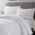 cathay Home Bedding Set: Exquisite Pintuck Design comfy and cozy Ultra Soft Pinch Pleat 2-Piece comforter & Sham Set -White, Twin