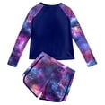 thumbnail image 3 of Luvoko Child Girls Two Piece Rash Guard Swimsuits, Long Sleeve Bathing Suit for Girls Swimming Shorts for Rash Guard with Zip Bathing Suits Woman Swimsuit with Padding Swimwear(Purple,5-6 Years), 3 of 3
