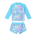 thumbnail image 3 of Kid Girls Rash Guard Bathing Suits Striped Ruffle Sun Protection Long Sleeve Girls Toddler Bathing Suit Girl 12-13 Years, 3 of 3