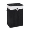 thumbnail image 1 of Costway Rectangle Bamboo Hamper Laundry Basket Washing Cloth Bin Rangier Lid Black, 1 of 9