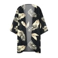 thumbnail image 4 of TIMIFIS Womens Floral Chiffon Kimono Cardigans Loose Beach Cover Up Half Sleeve Tops-Black-LFall, 4 of 5