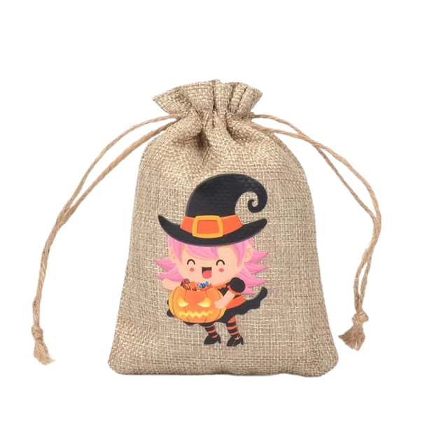 Halloween Home Textile Storage Drawstring Bag Glow In The Dark Linen Pouch for Candy Jewelry Perfume Trick Or Party Supplies