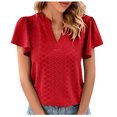 thumbnail image 1 of Birdeem Womens Spring and Summer Gold Lace Stitching V-Neck Solid Color Bottom T-Shirt Hollow Top, 1 of 10