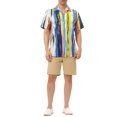 thumbnail image 2 of INSPIRE CHIC Chemises à Rayures pour Hommes à Manches Courtes Boutonnées Chemise Hawaïenne Imprimée S Bleu Jaune Rouge, 2 of 6