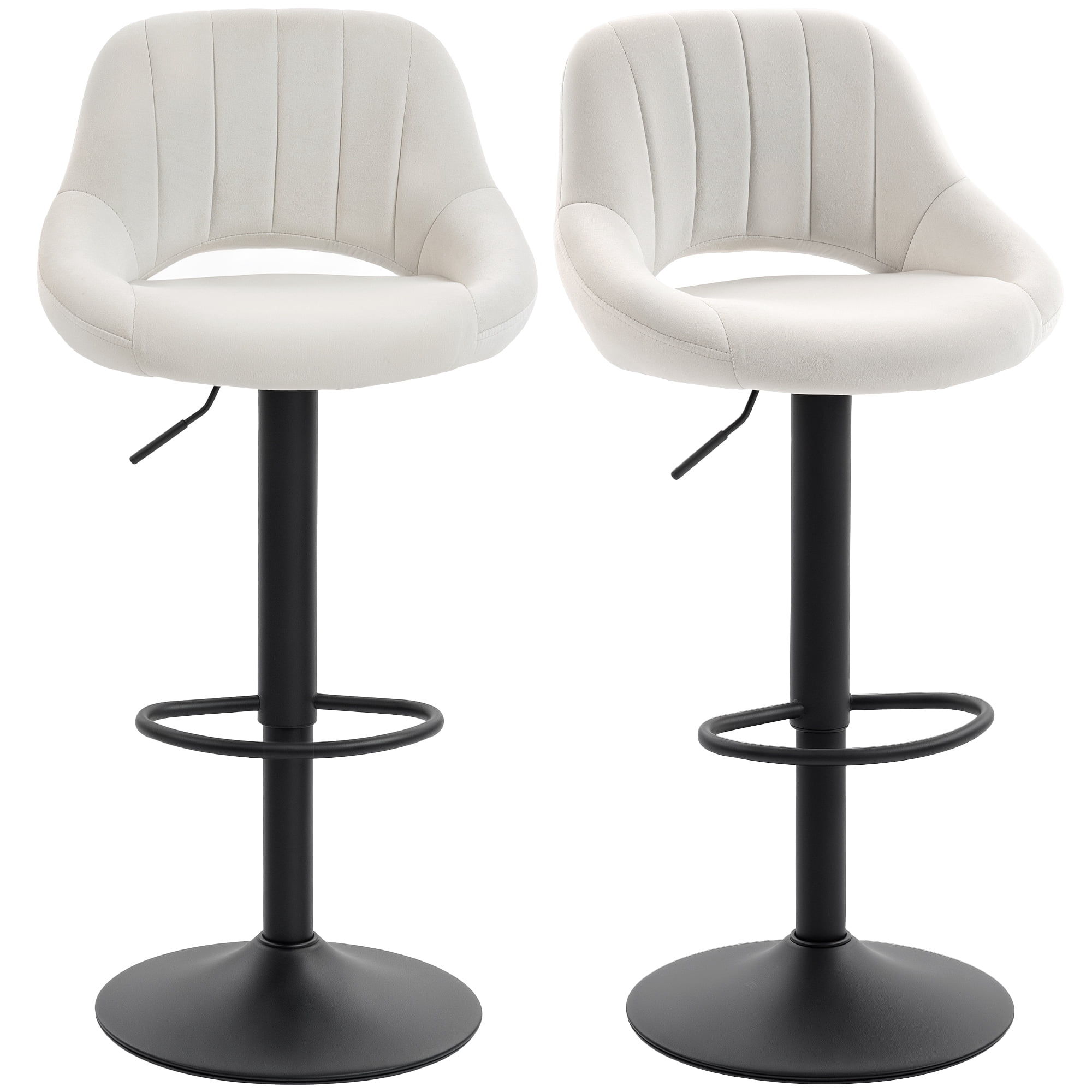 HOMCOM Bar Stools Set of 2 Swivel Adjustable Counter Height Barstools