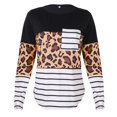 thumbnail image 2 of Womens Tops Long Sleeve Womens O-Neck Leopard Stitching Long Sleeve Pullover Sweat Shirt Basic Tops, 2 of 7