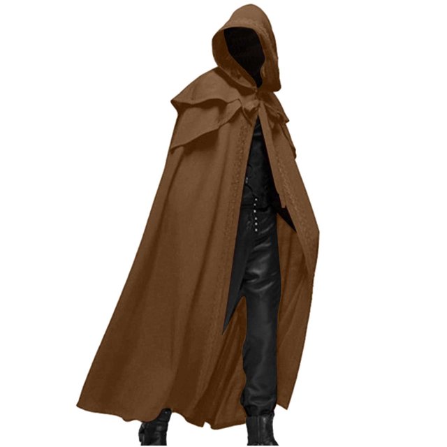 Men Solid Patchwork Hooded Casual Party Retro Gothic Solid Long Cloak Stage Outfit Top