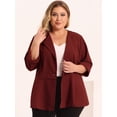 thumbnail image 2 of GRACE & GRANDEUR Women's Plus Size Solid V-Neck Ruffle Ruched Peplum Blazer, 2 of 6