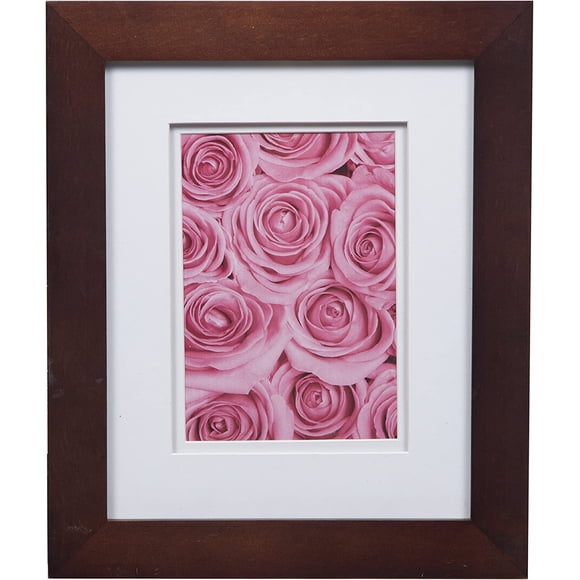 AmPm Flat Wall White Picture 16X20 Walnut Double Frame, MATTED to 11X14, 16 inches x 20 inches