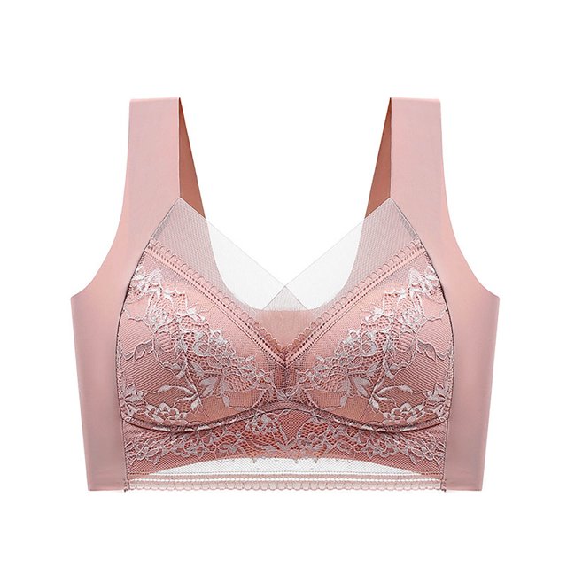 Timegard 2pc Lace Bras for Women Plus Size Full Coverage Mesh High Support Breathable Comfort Seamless Bra
