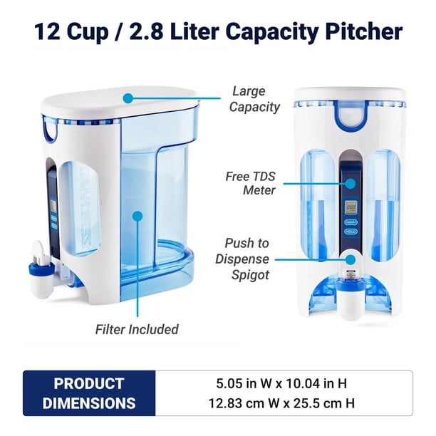 Zerowater 12 Cup Ready-Read 5-Stage Filtration Pitcher - Walmart.ca