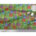 thumbnail image 2 of Soimoi Tissu en Coton Cambrique Feuilles & Coquelicot Floral Imprimé 1 Yard 56 Pouces de Large, 2 of 6