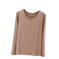 thumbnail image 1 of MeetoTime T-Shirts à Col Rond à Manches Longues pour Femmes Camisoles Confortables T-Shirts Doux de Couleur Unie sous-Vêtements, 1 of 6