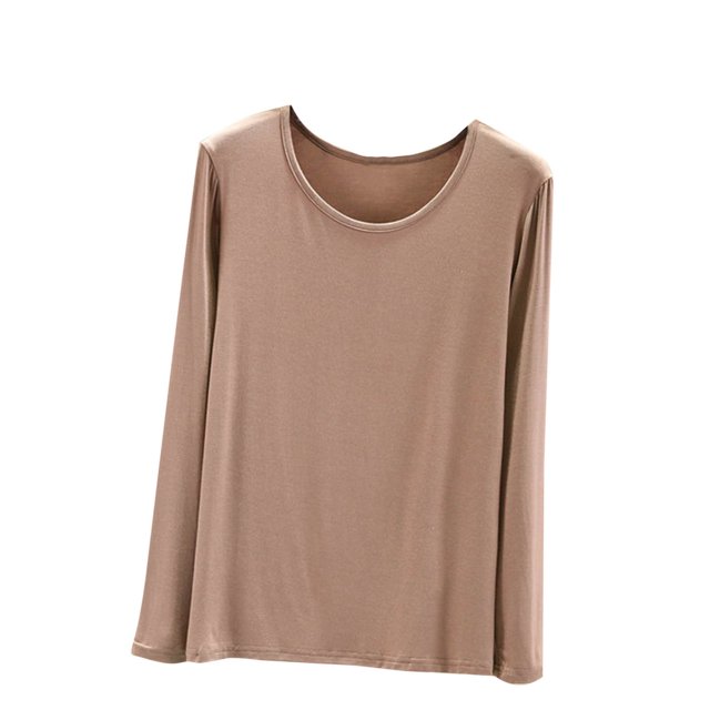 MeetoTime T-Shirts à Col Rond à Manches Longues pour Femmes Camisoles Confortables T-Shirts Doux de Couleur Unie sous-Vêtements