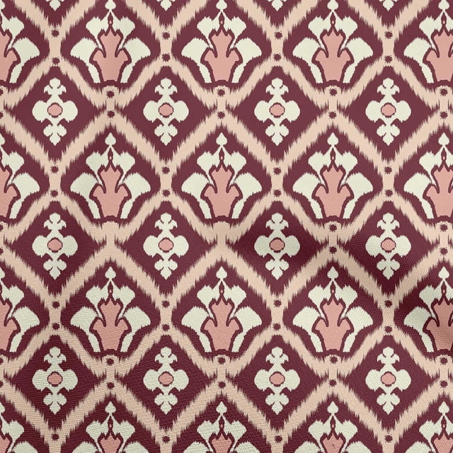 oneOone Rayon Maroon Fabric Asian Ikat Sewing Craft Projects Fabric Prints By Yard 56 Inch Wide