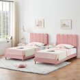 thumbnail image 3 of Easy Assembly Twin Upholstered Bed – Crystal Tufted Headboard with Diamond Buttons, Strong Wood Slats, Noise-Free, No Box Spring Needed – Platform Bed for Girls, 3 of 9
