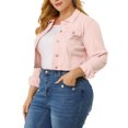 thumbnail image 4 of GRACE & GRANDEUR Women's Plus Jean Jackets Button Down Denim Bomber Jacket, 4 of 6
