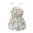 thumbnail image 1 of Gupgi Barboteuse Fleurie pour Tout-Petites Filles, Été, à Nouer, Sans Manches, Combinaison Courte, 1T-5T, Barboteuse à Bretelles pour Enfant, 1 of 8
