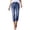 Blue, variant on High Waisted Denim Pants for Women, Solid Color Elastic Straight Leg Capri with Pockets, Summer Casual Trousers