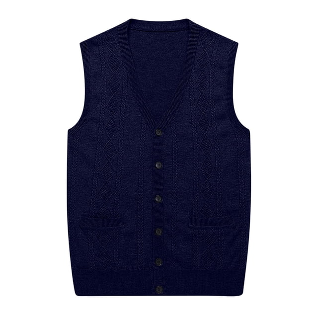 Styesk Jackets for Men Men's Wool Sleeveless Waistcoat Loose Knitted Solid Color Cardigan