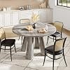 47 Inch Round Dining Table for 4-6, Wood Kitchen Table with 4 Legs Sturdy Base, Farmhouse Style Circle Dining Table for Apartment, Living Room，Grey