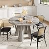 47 Table ronde de pouce pour 4-6, Table de cuisine en bois avec 4 Jambes Sturdy Base, Farmhouse Style Circle Table à manger pour l'appartement, Salon, Gris