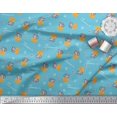 thumbnail image 3 of Soimoi Blue polyester Crepe Fabric Cheese Slice & Rats Kids Print Fabric by the Yard 52 Inch Wide, 3 of 3