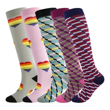 KAWELL Compression Socks for Women and Men, 15-20 mmHg Support Knee High Socks for Running,Nursing,Athletic