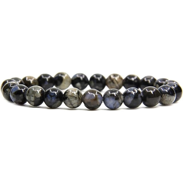 Natural Llanite Gemstone 8mm Round Beads Stretch Bracelet 7" Unisex