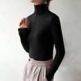 thumbnail image 2 of AherBiu Womens Tops Long Sleeve Ribbed Knitted Stretchy Slim Fitted Basic Tee Tops High Neck Warm Undershirts, 2 of 5